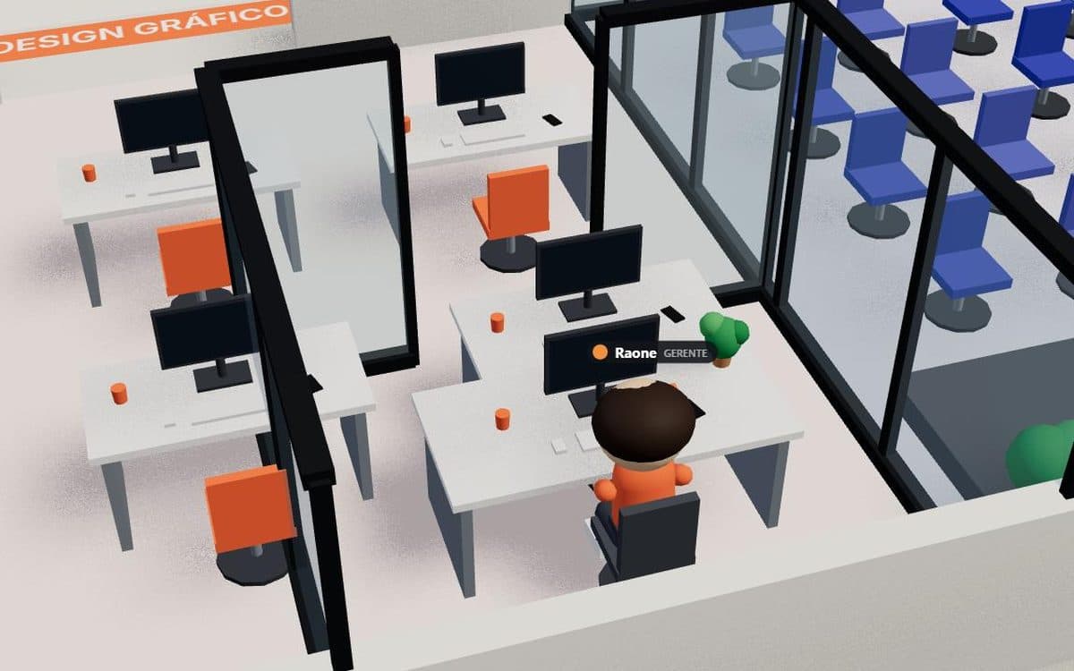 Gerente de design gráfico na mesa dele
